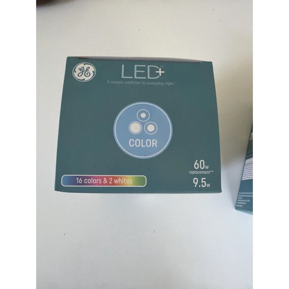 Lot of 2 GE LED+ Color A19 Bulbs 60W Eq 800lm Remote 16 Colors NEW.  ‎  5194